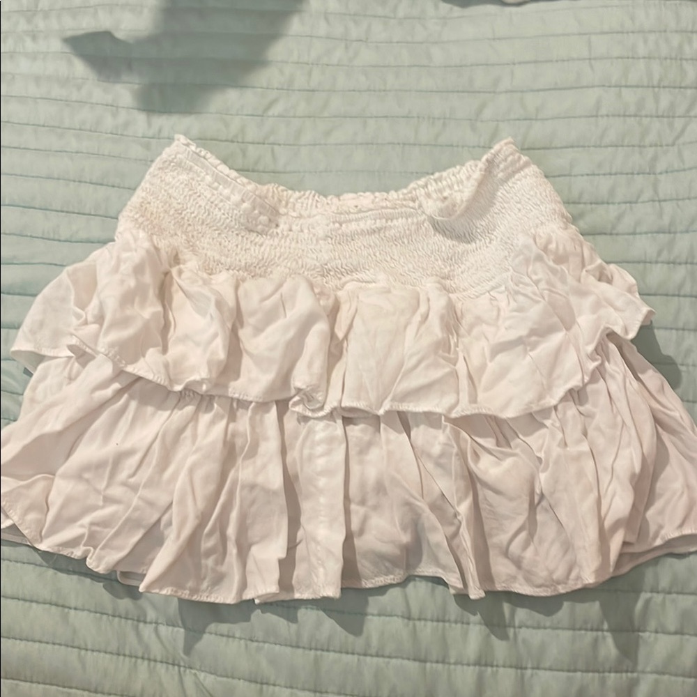 Amazon White Ruffle Preppy Mini Skirt Ruffled Tiered Casual